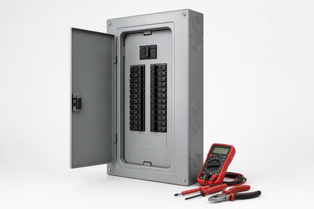 Electrical service panel with diagnostic tools