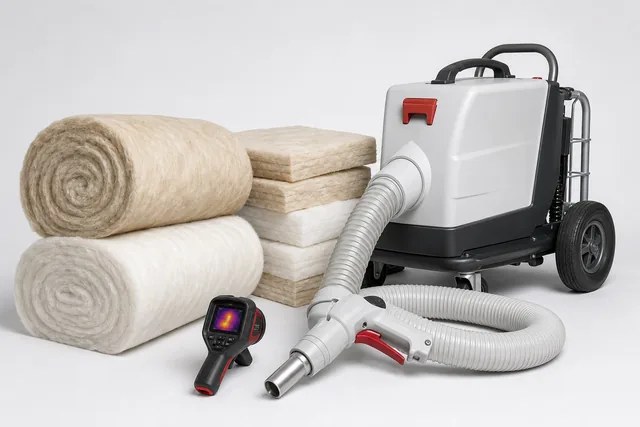 Insulation rolls and installation equipment